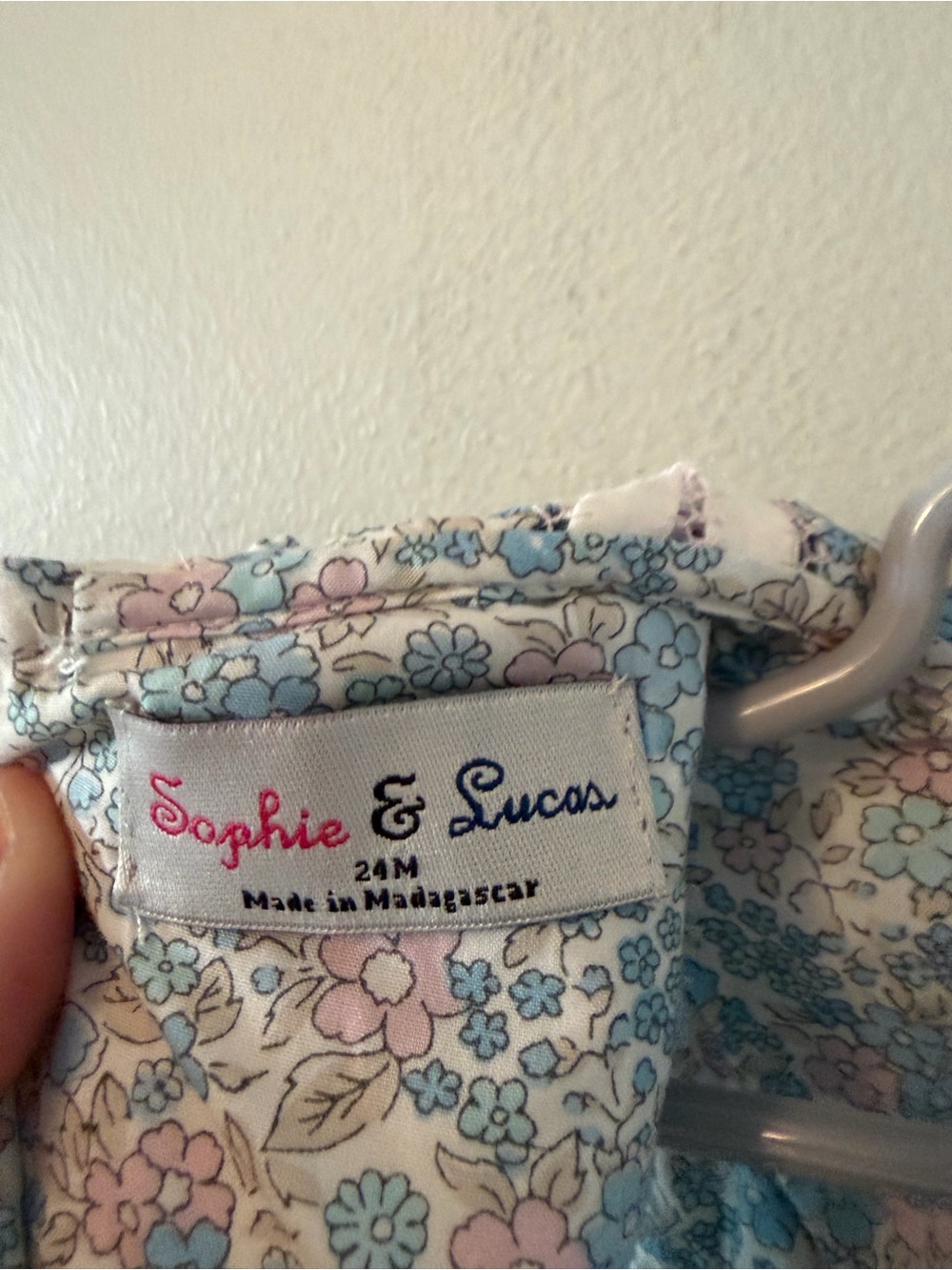 Sophie & Lucas Floral Blue & Pink Dress with Peter Pan Collar - Picture 3 of 3